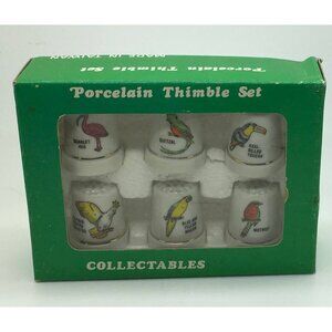 Porcelain Thimble Set Birds Set Of 6 Bird Lover Gift